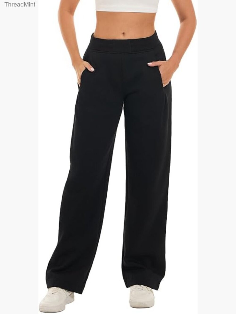 Tall Wide Leg Joggers with Pockets for Women 34 Inseam Fleece Lined - Picture 1 of 6